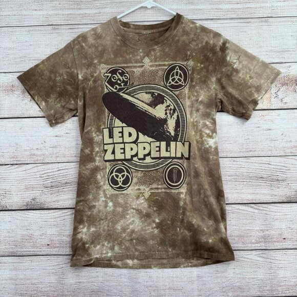 Lot of 2 Led Zeppelin T-Shirts Blimp and 1977 Adult Size S Gray/Tie Dye Beige - Picture 7 of 14